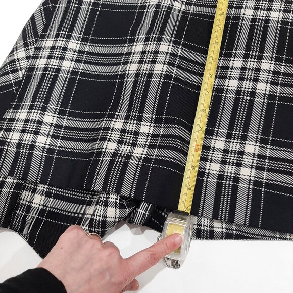 Stunning pure wool luxury Holt Renfrew asymmetrical plaid midi retro skirt - Picture 13 of 16